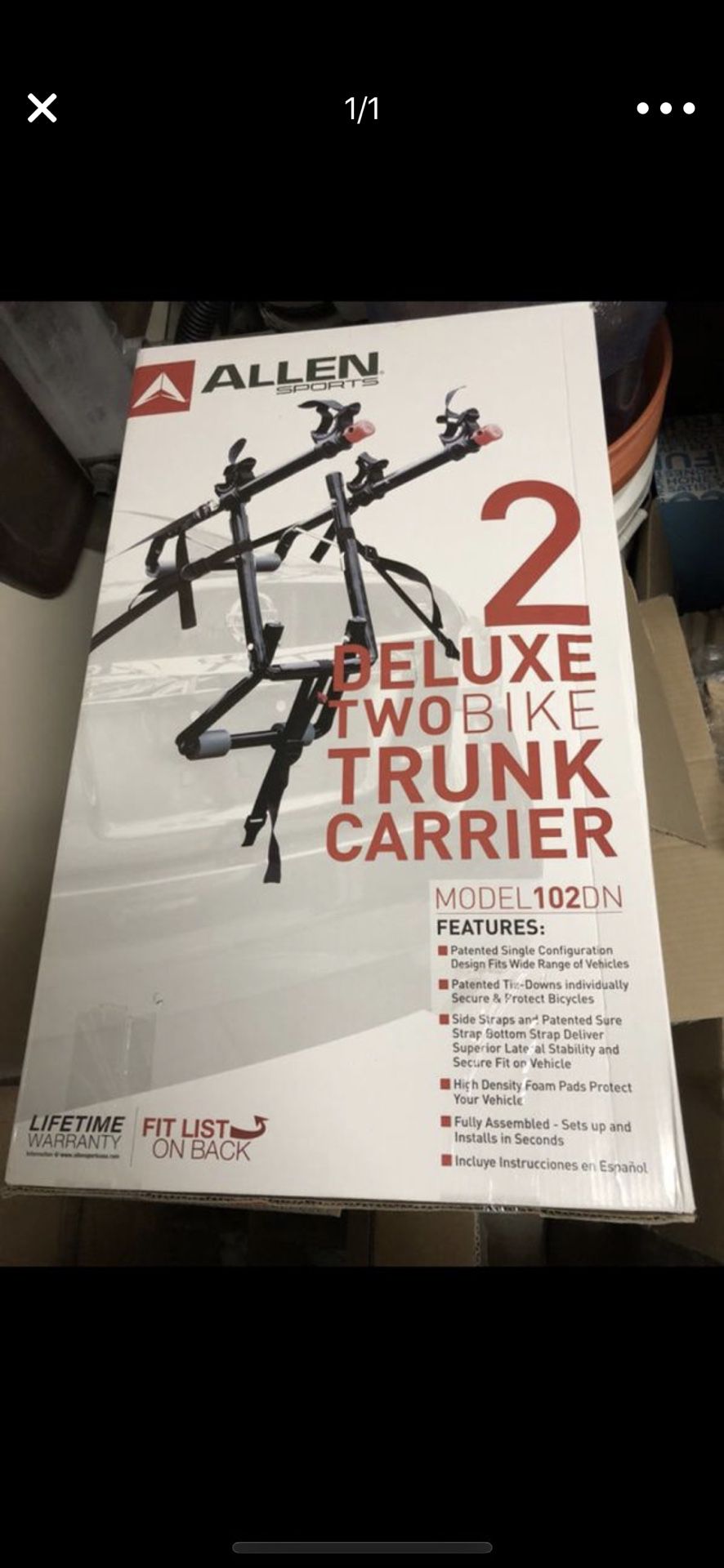 Allen 2 deluxe bike trunk carrier - new in box