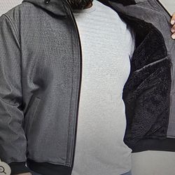 Dockers Mens Big and Tall Sherpa Lined Hooded Midweight Softshell Jacket L  tall Color Gray New