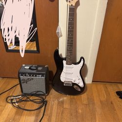Squier Fender Stratocaster Electric Guitar w/ Amp