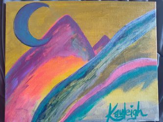 Mountains and moon painting