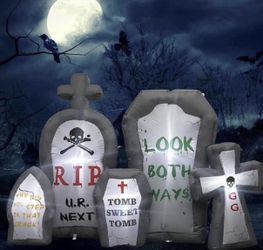 PARTY Life 7 Ft Halloween Inflatable Outdoor Decorations Halloween Tombstone Decoration Halloween Bl