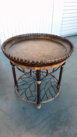 Bernhardt Late 20th Century Mango Wood & Iron Faux Bois Regency-Style Coffee/Side Table.