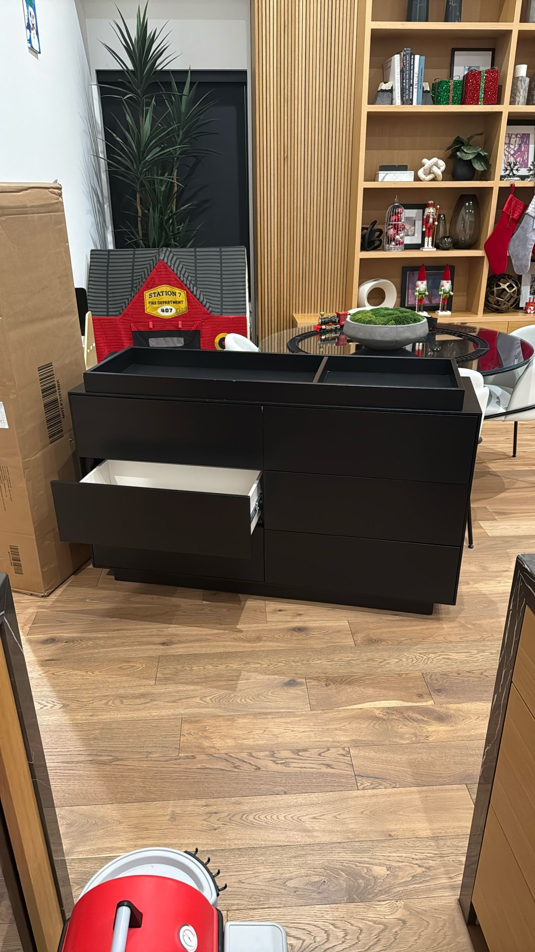 Black Modern Dresser With Removable Changing Table