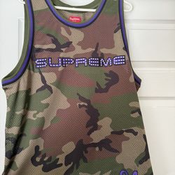 Supreme Rhinestone Basketball Jersey  (Woodland Camo)