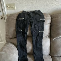Black Cargo Pants With Zippers 