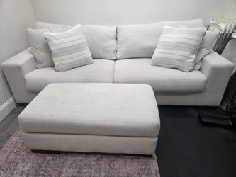 Ashley furniture white (birch) couch + Ottoman