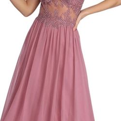 Alessandra Rich Mauve Embellished Prom Dress