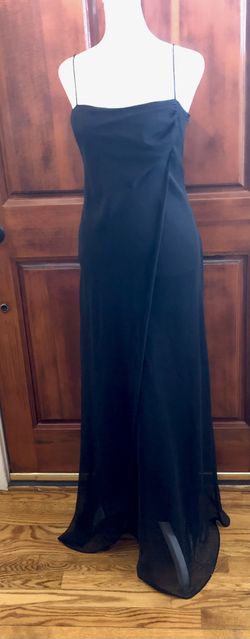 Floor Length Black Spaghetti Strap Cocktail Dress (6)