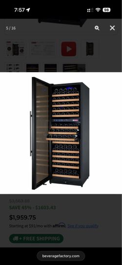 Wine fridge Allavino 24" Wide FlexCount II Tru-Vino 172 Bottle Dual Zone Stainless Steel Left Hinge Wine Refrigerator