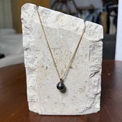 Tahitian Pearl Necklace 18k Gold Filled Pendant