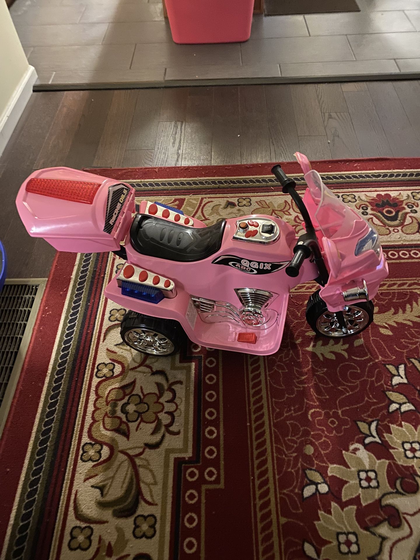 battery operated motorcycle with storage 