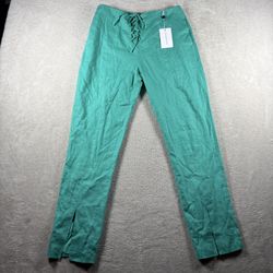Lovers + Friends Sterling Pants Women’s 5 Green Linen Lace-Up Front NWT #1268