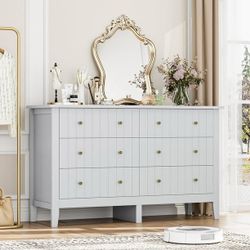 New! 6 drawer dresser light gray