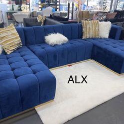 ~Brand New. Double Chaise Sectional Velvet  