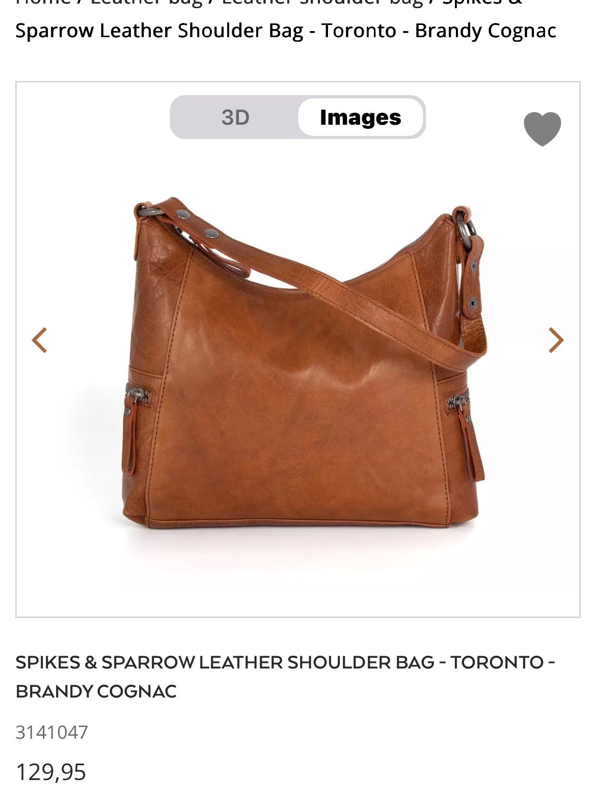 Spikes & Sparrow Camel Brown Leather Shoulder Handbag 