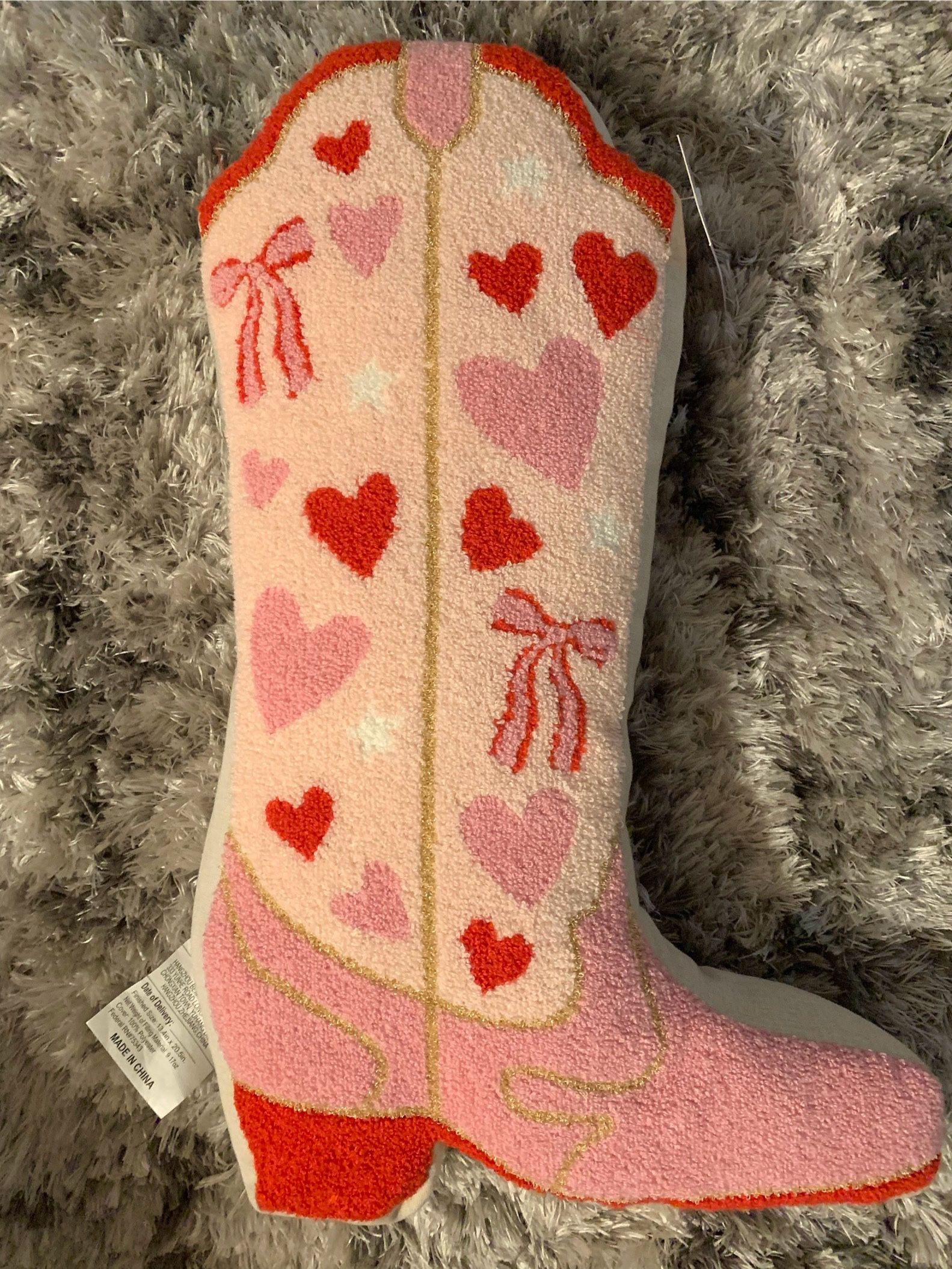 Isaac Mizrahi cowgirl Valentine boot pillow - NWT