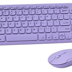 Wireless Ergonomic Keyboard and Mouse Combo, 2.4G USB, Compatible with Desktops, Laptops, and MACs (Purple)