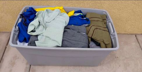 Large Tote of Used Men's Clothes