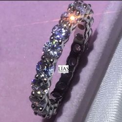 New 18k White Gold Wedding Ring Eternity Band 