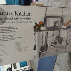 Kitchen Pot Rack With Down Light.