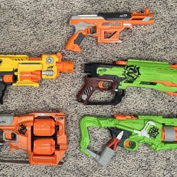 5 NERF Toy Dart Guns