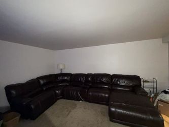 Brown leather couch Ottoman