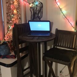 $100 Folding Bar Stools 30” H,  And Table (H 40”) 