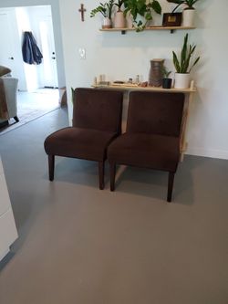 Pair Of Brown Velvet Chairs
