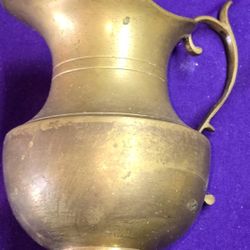Vintage Solid Brass Pitcher With Decorative Handle Made in India J2B001