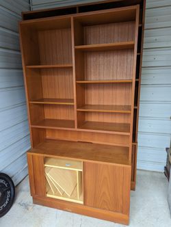 Scandinavian Mid Century Modern Teak Bookcase Buffet Hutch by Poul Hundevad #1