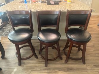 Set of 3 Swivel Bar Stools with Back
