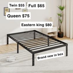 Metal Platform Bed Foundation Base w/ Legs (Fully Slated)