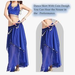 Ladies Size Large, Belly Dance Skirt-Blue-NEW