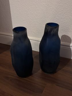 Glass Blue Vase Set