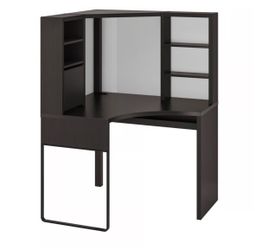 IKEA Black Computer Desk with Storage Shelves