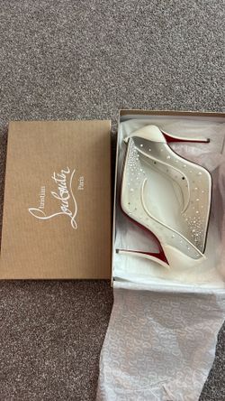 Christian Louboutin White Crystal Embellished Heels