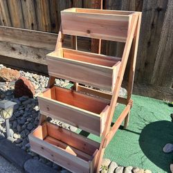 Redwood Planter Box, 4-Tier ,Herbs Stand, Flowers Planter