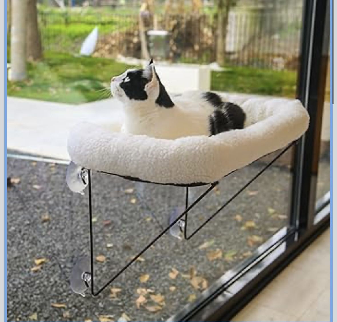 Zakkart Cat Window Perch - 100% Metal Supported from Below - Comes with Warm Spacious Pet Bed - Cat Window Hammock for Large Cats & Kittens - for Sunb