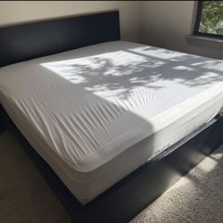 IKEA Malm king bed frame,  with extra pair of LURÖY Slatted bed base, mattress , night stand