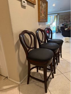 set of 3 new seat cover cushion black with hardwood bar stool