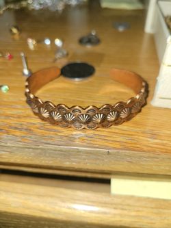 Vintage Southwestern / Native Style Embossed Copper Cuff Bracelet
