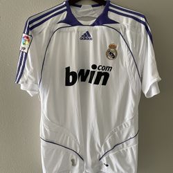 Vintage Adidas Bwin #7 Raul ??  # 10 Robinho ?? Real Madrid 2007 2008 Home Football Shirt Soccer Jersey Size L