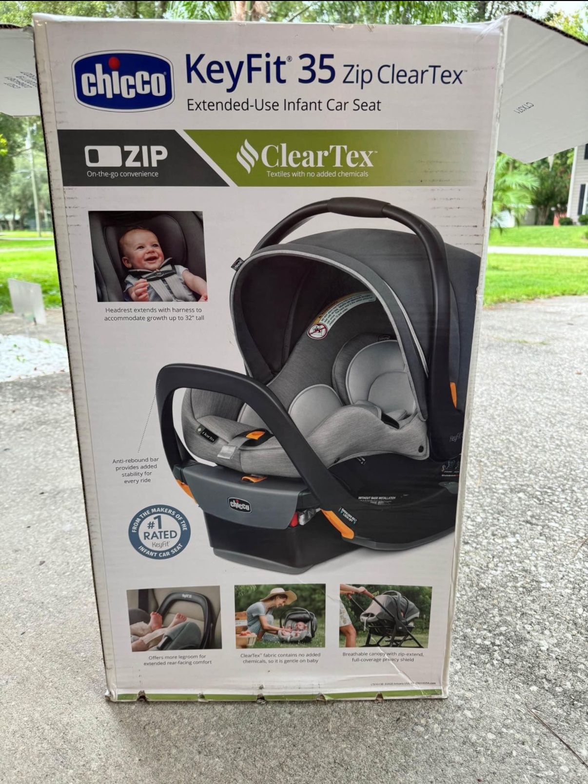 Chicco KeyFit 35 Zip ClearTex Infant Car Seat and Base - Rear-Facing for 4-35 lbs Infants