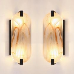 2 Pack 2 Light Oval Red Frosted Glass Bathroom Wall Sconce Modern Concise Style