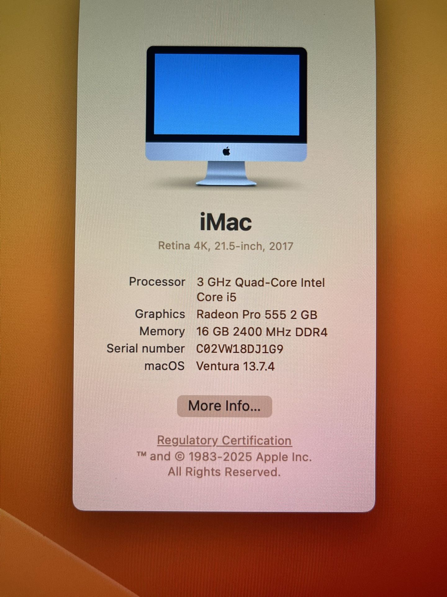 Hardly Used 2017, 21” IMac