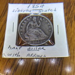 1854 Liberty seated half dollar