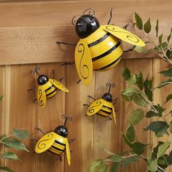 Decorative metal bumble bee set of 4