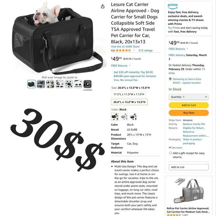 Cat / Dog Crate Kennel Travel Bag 