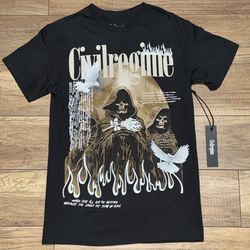 Civil Regime Grim Reaper Doves Graphic Streetwear Tee T Shirt Mens S NEW!
