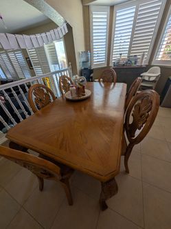 Solid Wood 6-Chair Kitchen Dining Table Set